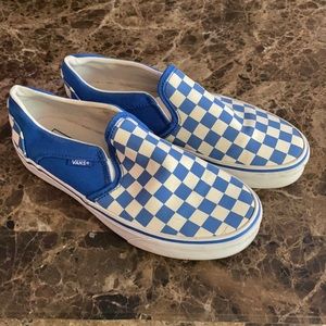 USED BLUE SLIP ON VANS